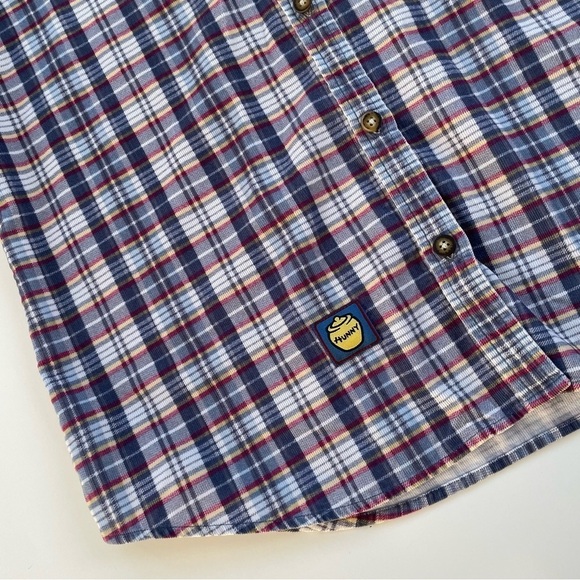 Vintage Disney Store Blue White Plaid Winnie the Pooh Corduroy Shirt Medium - Picture 6 of 8